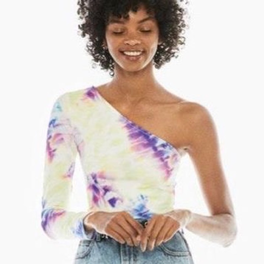 One-Shoulder Tie Dye Top | Bershka